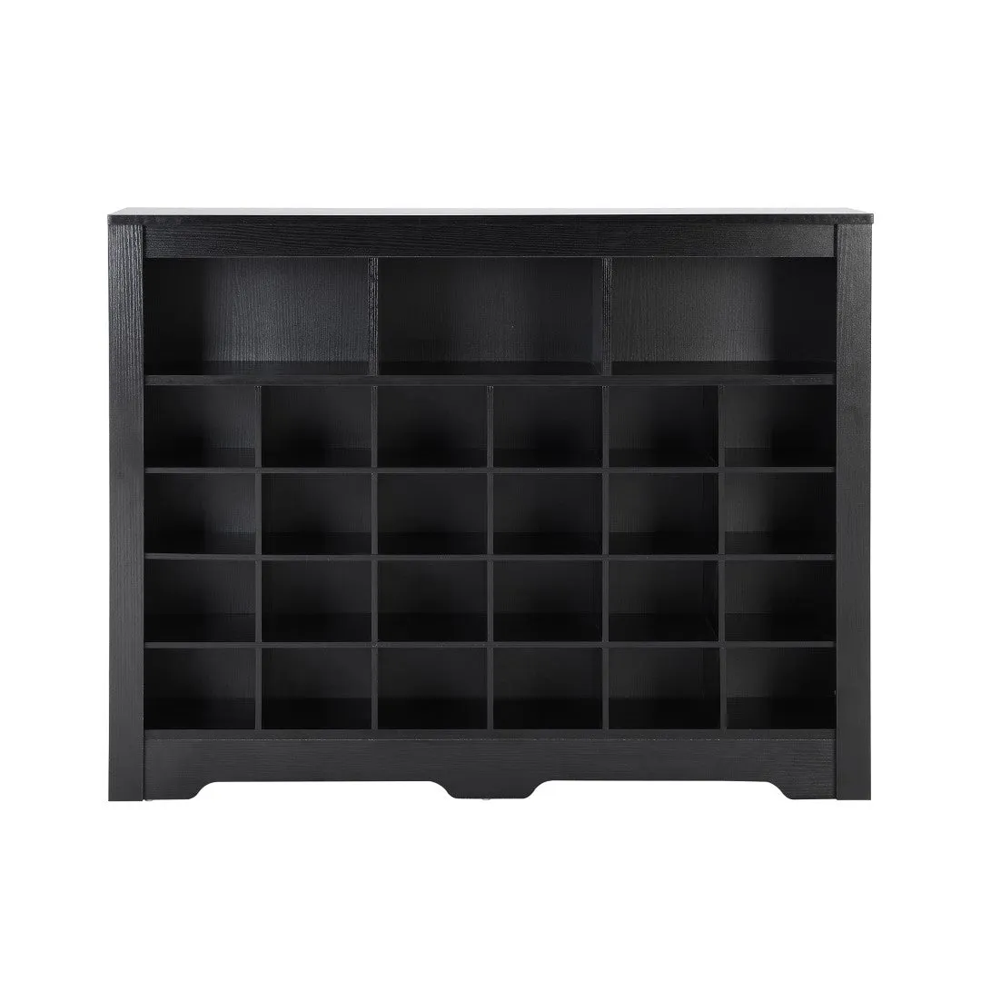 24 Shoe Cubby Console, Modern Shoe Cabinet, Versatile Sideboard for Hallway, Bedroom, Living Room - Black