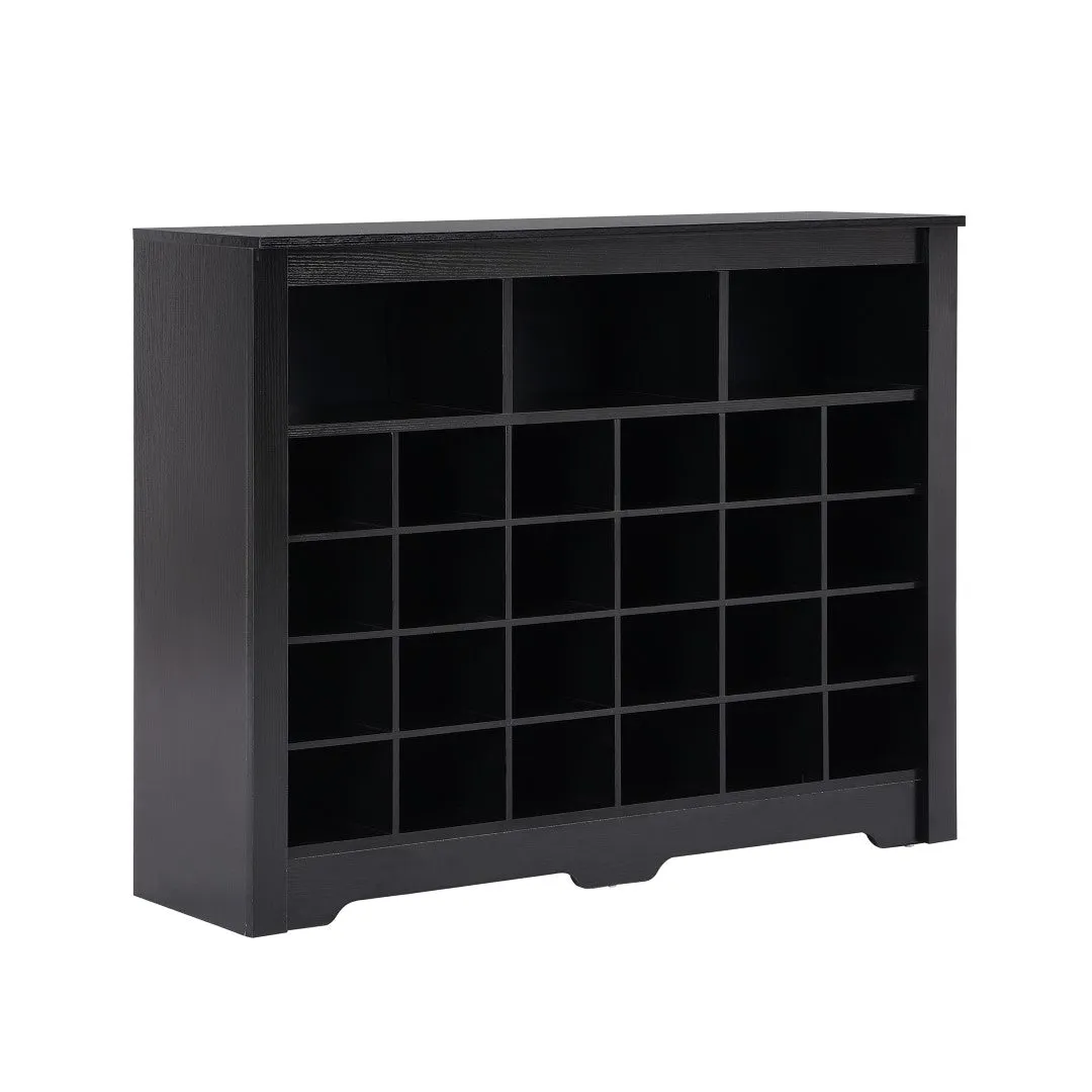 24 Shoe Cubby Console, Modern Shoe Cabinet, Versatile Sideboard for Hallway, Bedroom, Living Room - Black