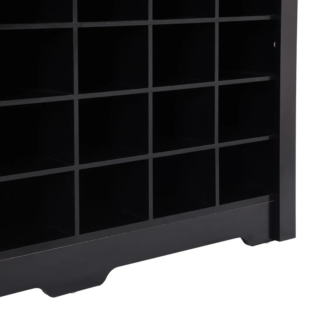 24 Shoe Cubby Console, Modern Shoe Cabinet, Versatile Sideboard for Hallway, Bedroom, Living Room - Black