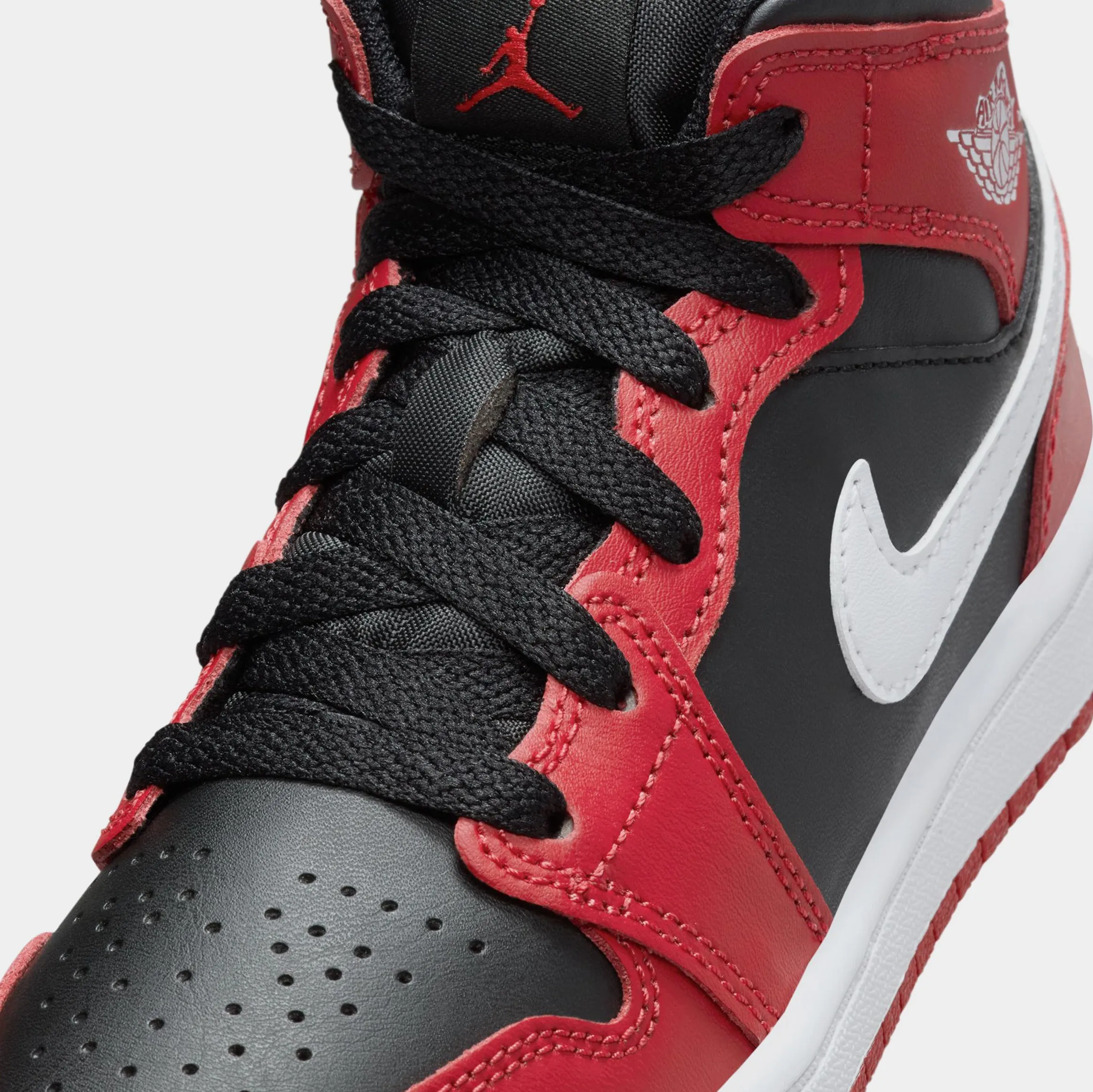 Air Jordan 1 Retro Mid Gym Red Preschool Lifestyle Shoes (Black/Gym Red/White)