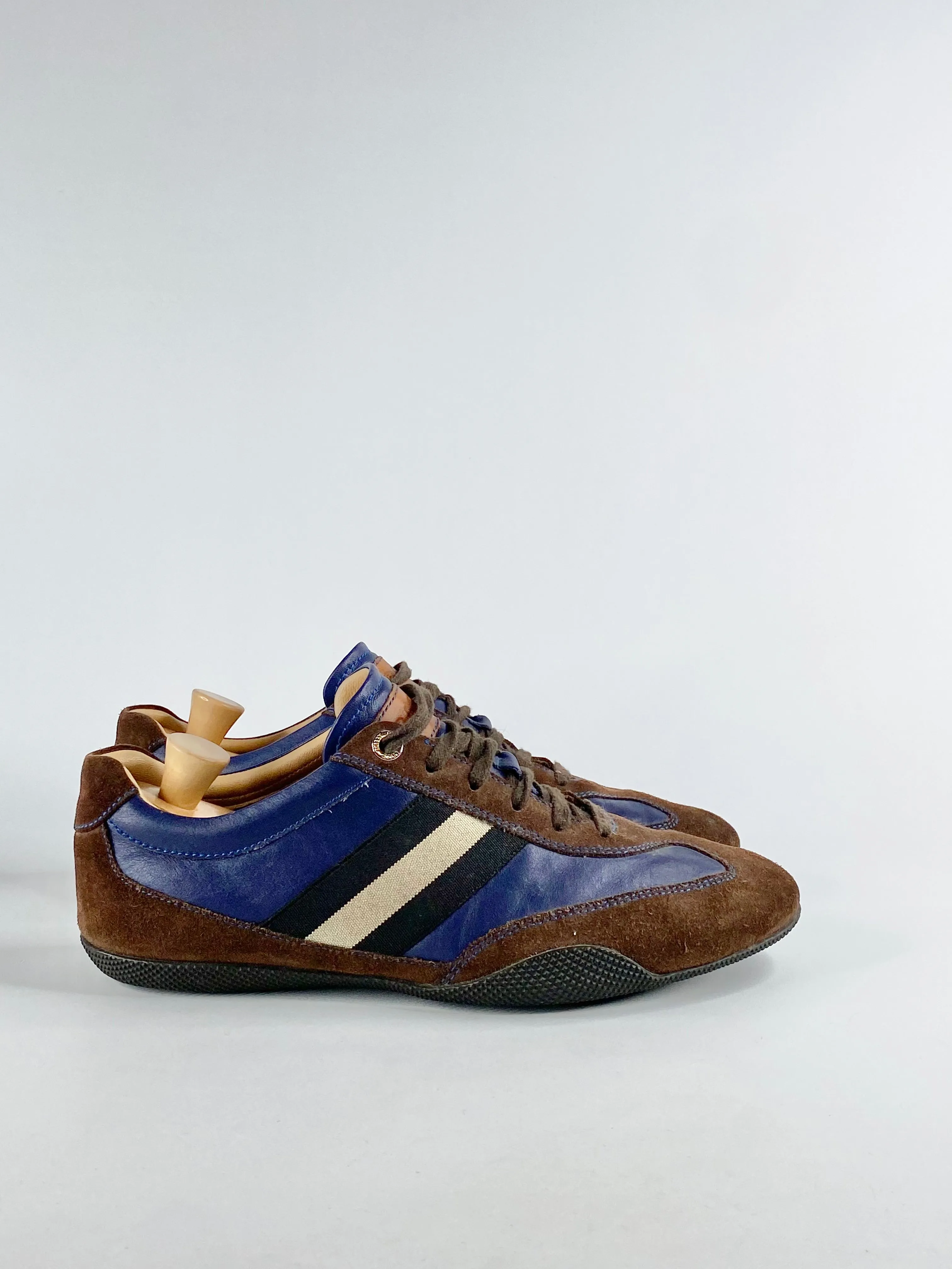 Bally Electric Blue & Chocolate Contrast Sneakers - US8