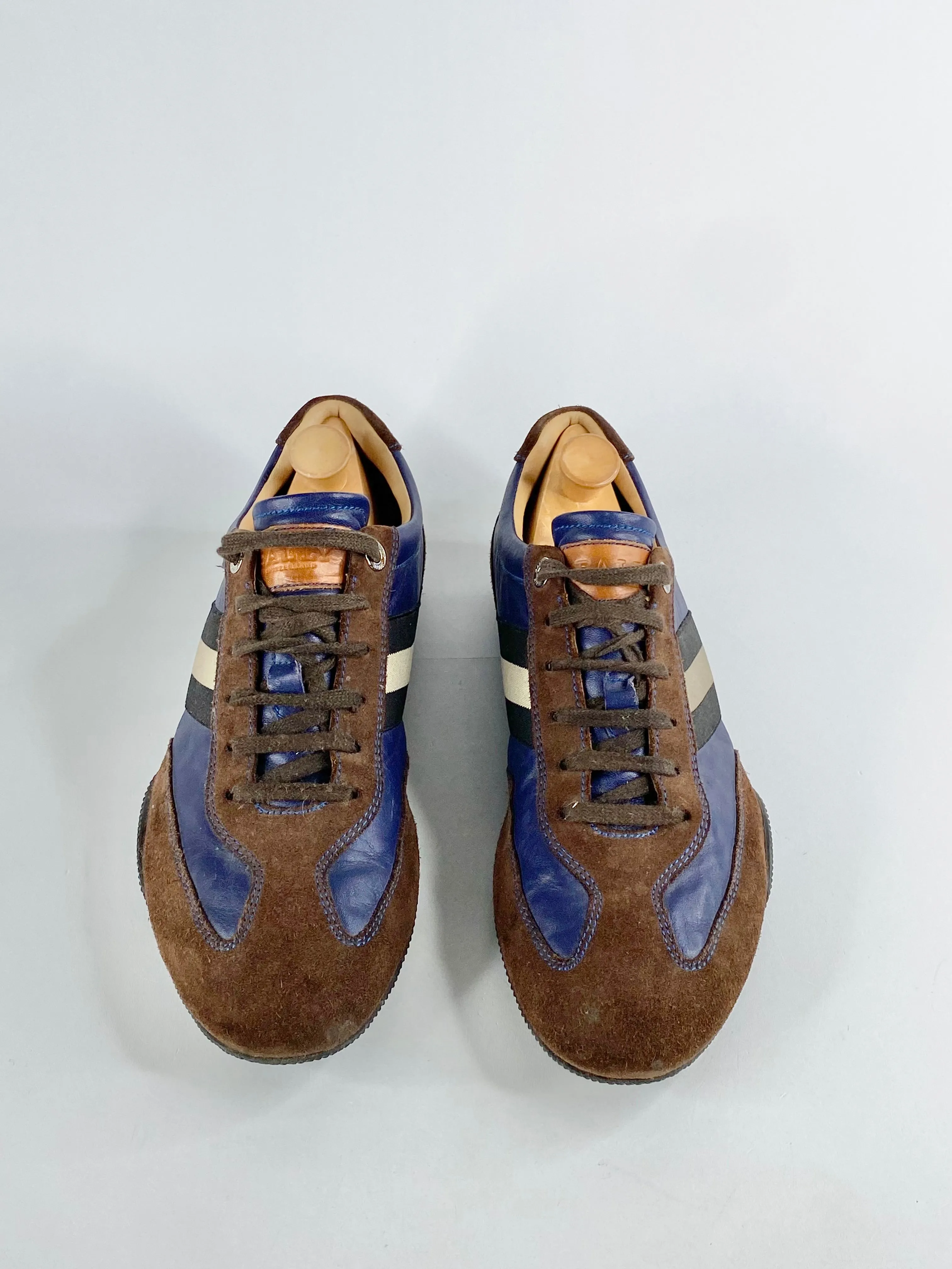 Bally Electric Blue & Chocolate Contrast Sneakers - US8