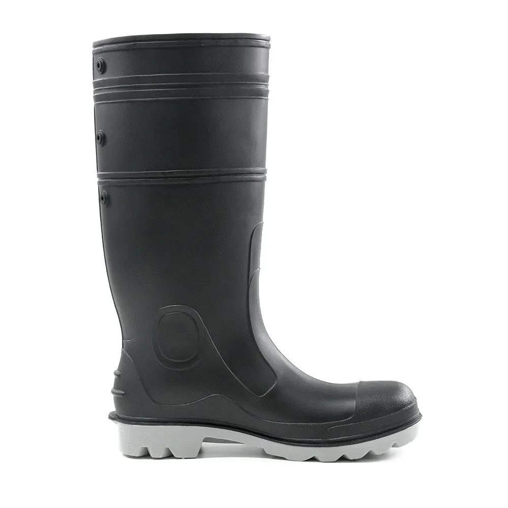 Bison Inca Safety PVC Gumboot (Black/Grey) INCAGSBKGY