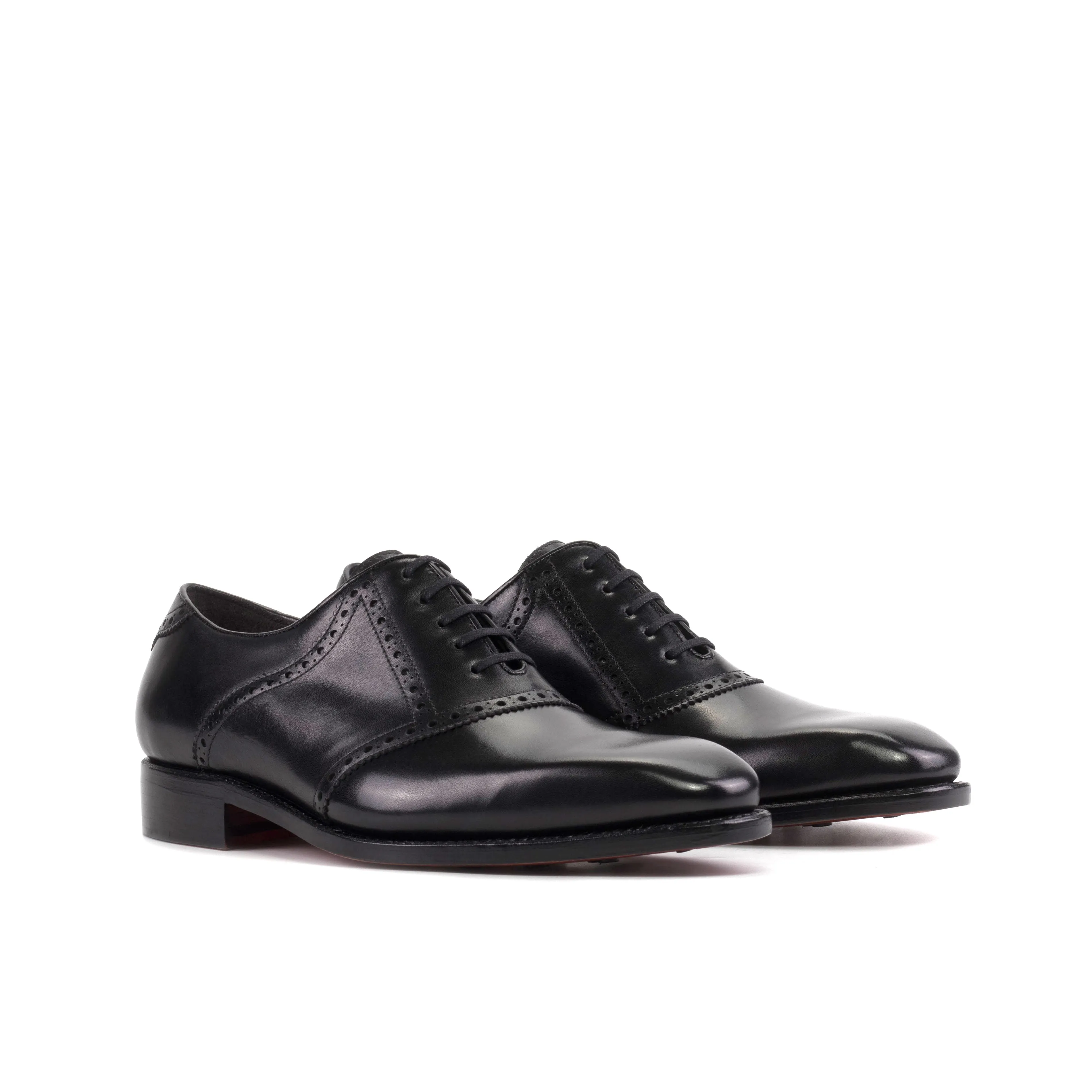 Black Box Calf Leather Saddle Shoes