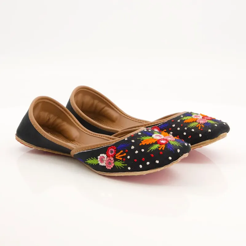 Black Multi Color Khussa for women