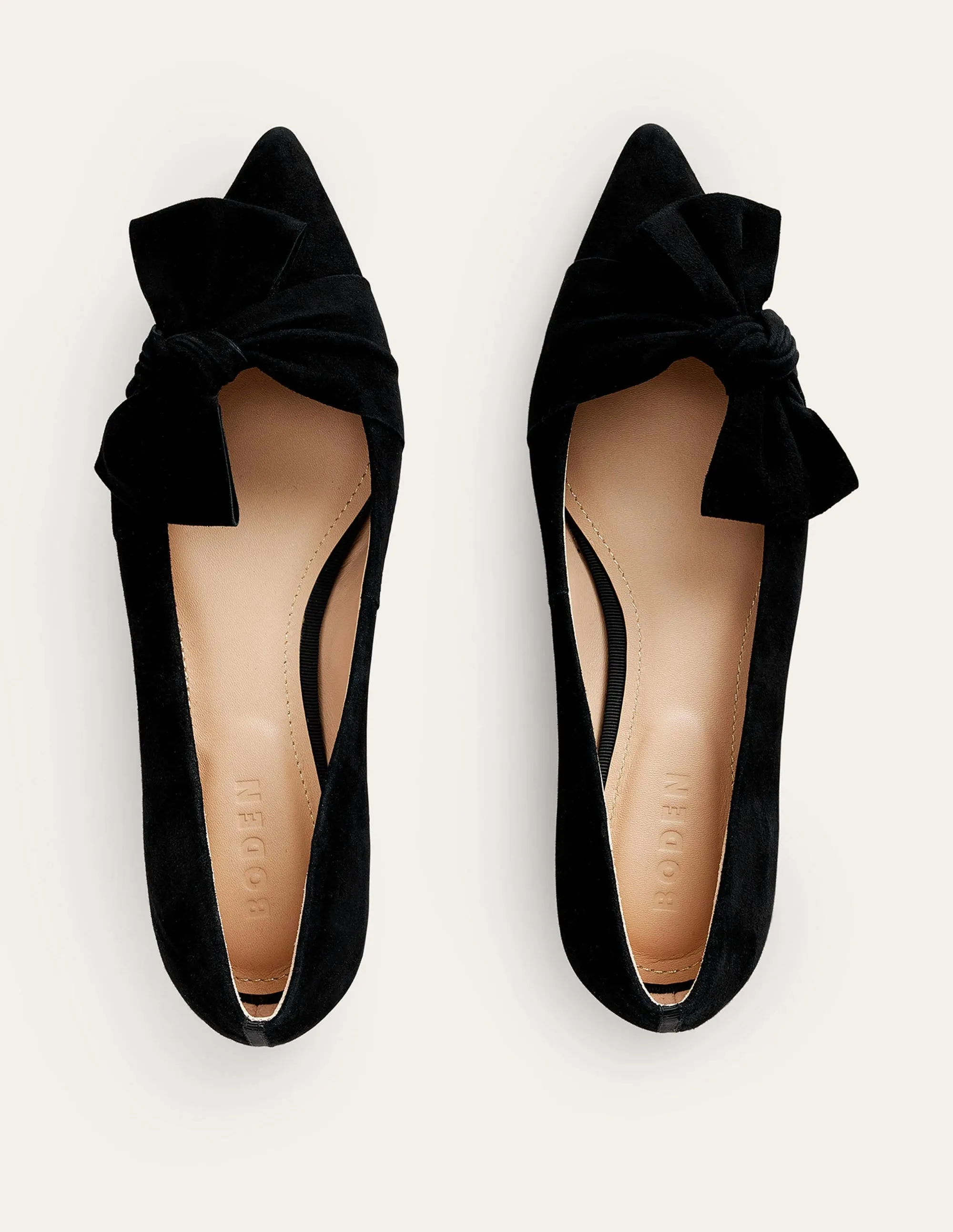 Bow Ballet Flats-Black Suede