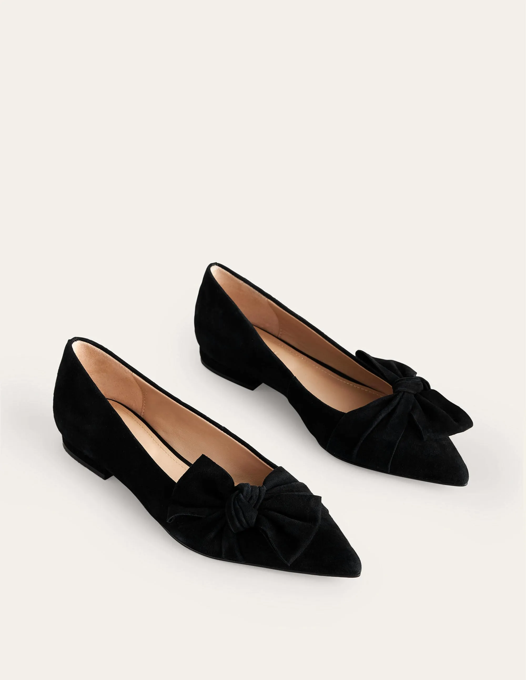 Bow Ballet Flats-Black Suede