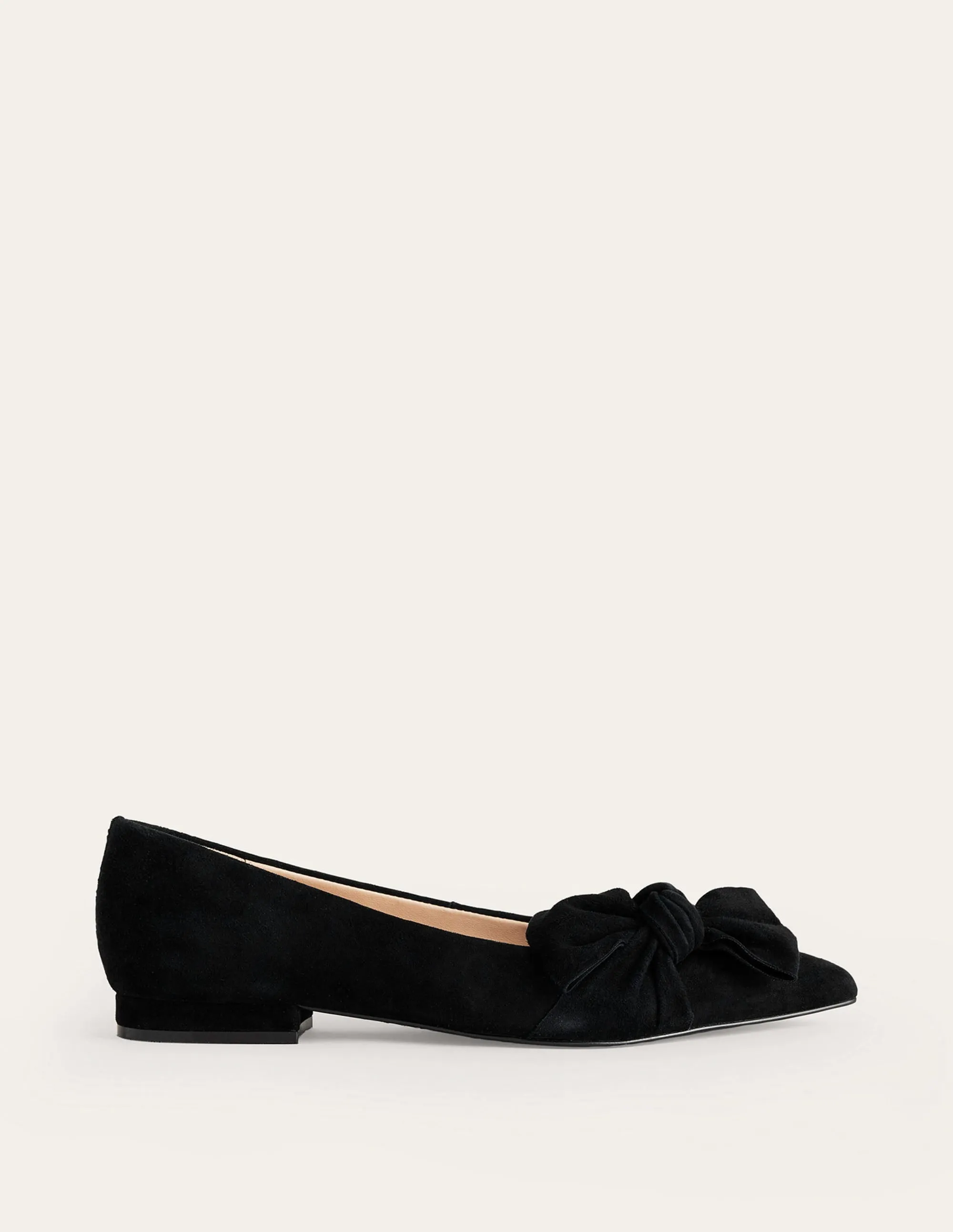 Bow Ballet Flats-Black Suede