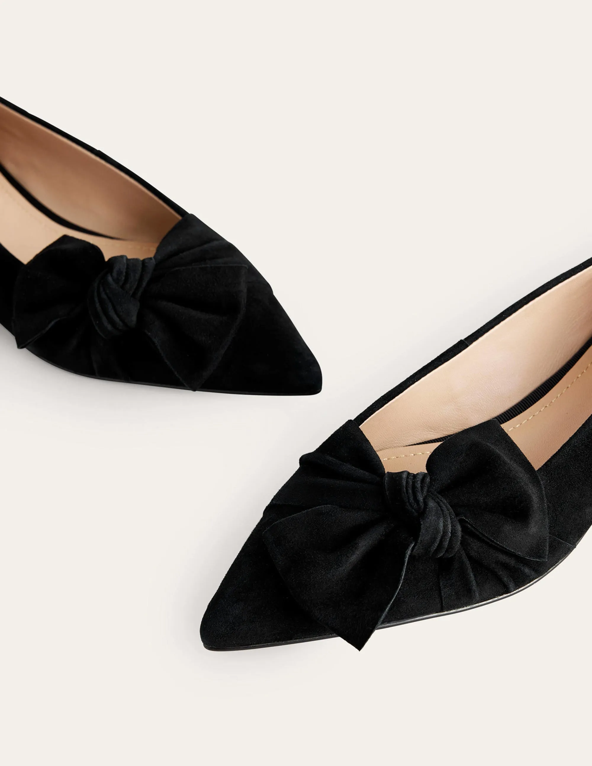 Bow Ballet Flats-Black Suede