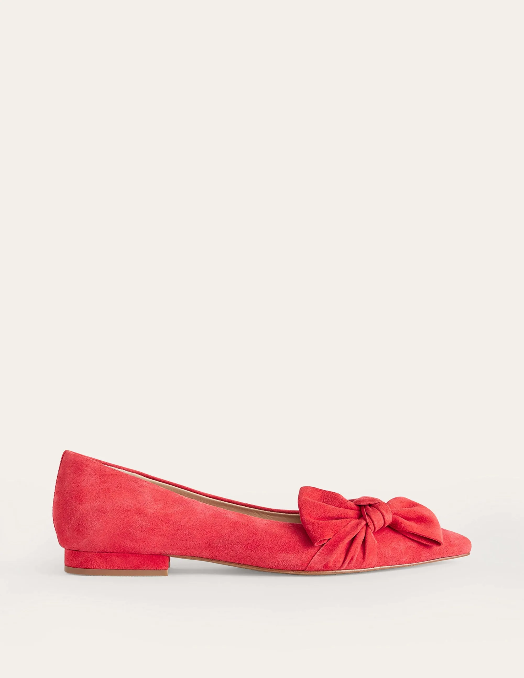 Bow Ballet Flats-Brilliant Red Suede