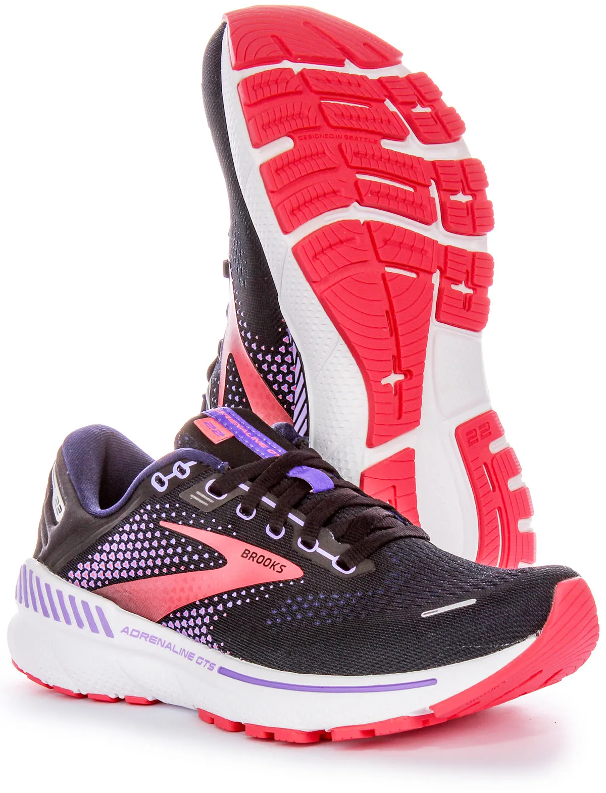 Brooks Adrenaline GTS In Black Purple For Women | Medium Fit