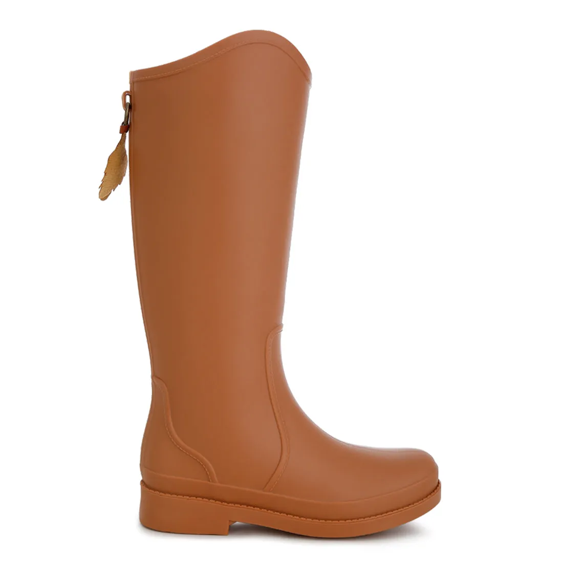 Charm Detail Calf Rain Boots