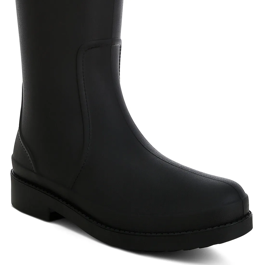 Charm Detail Calf Rain Boots