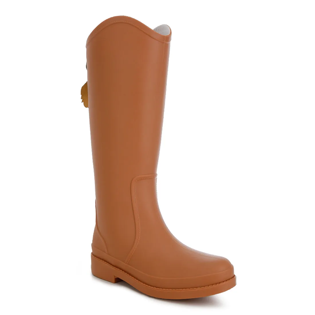 Charm Detail Calf Rain Boots