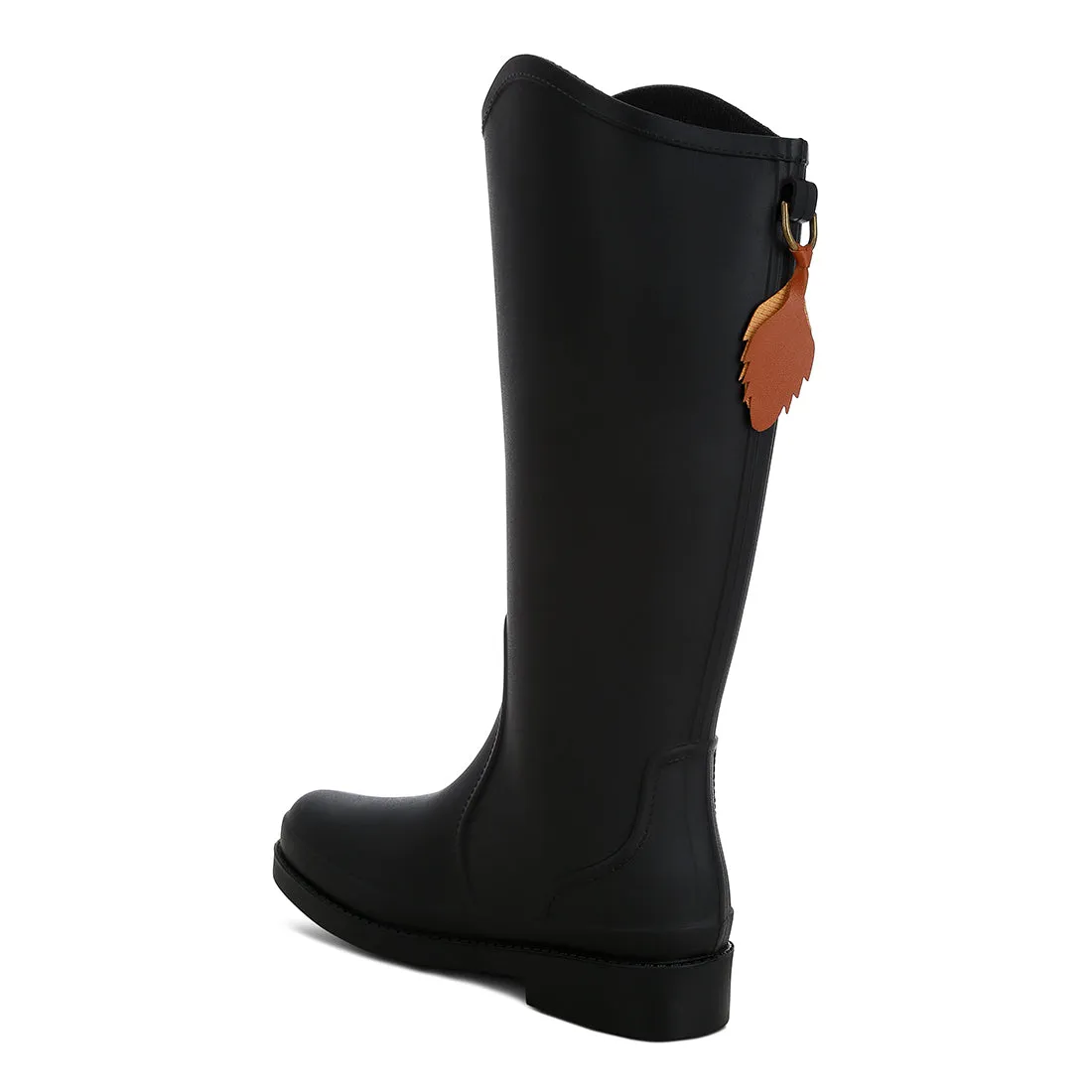 Charm Detail Calf Rain Boots