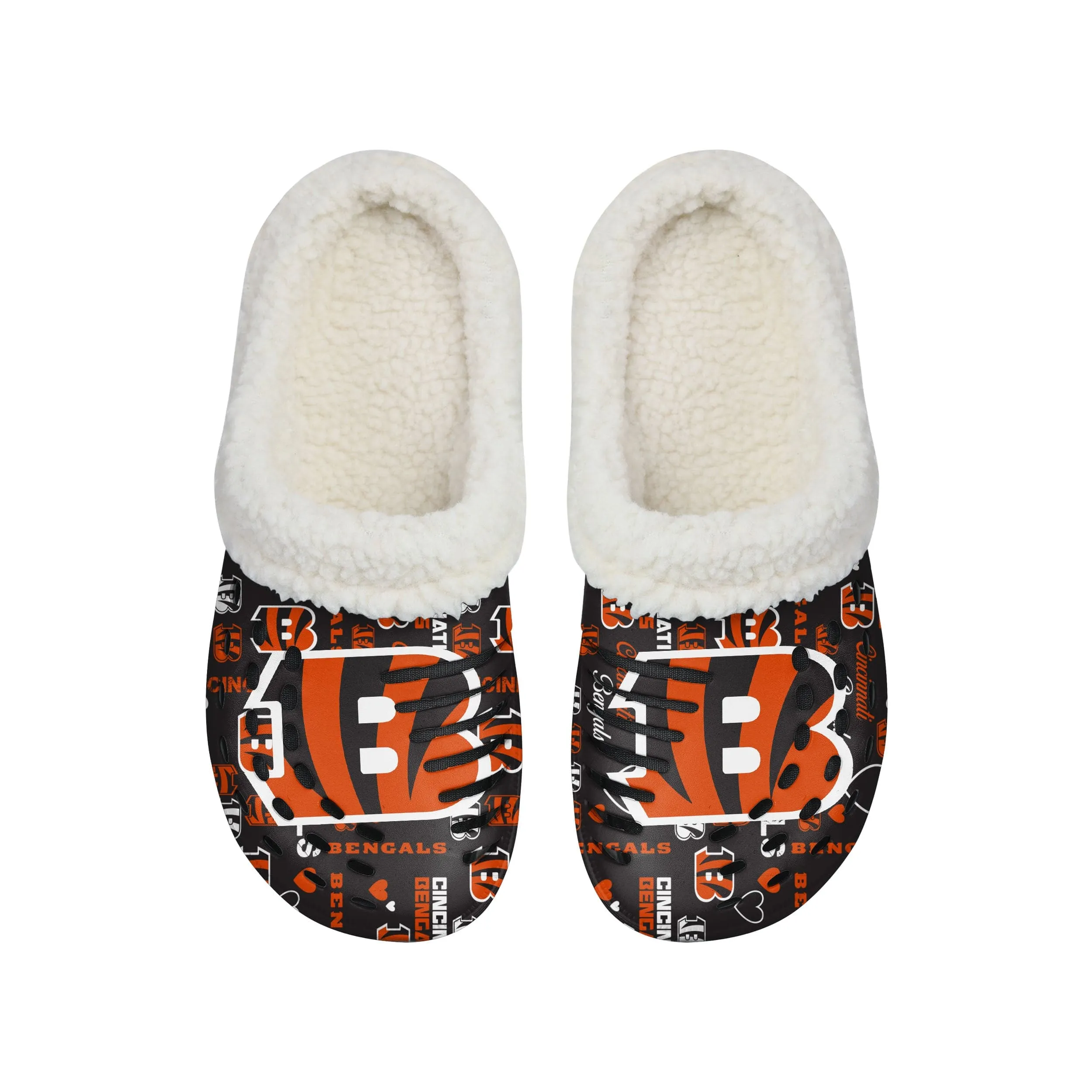 Cincinnati Bengals NFL Womens Sherpa Lined Logo Love Clog