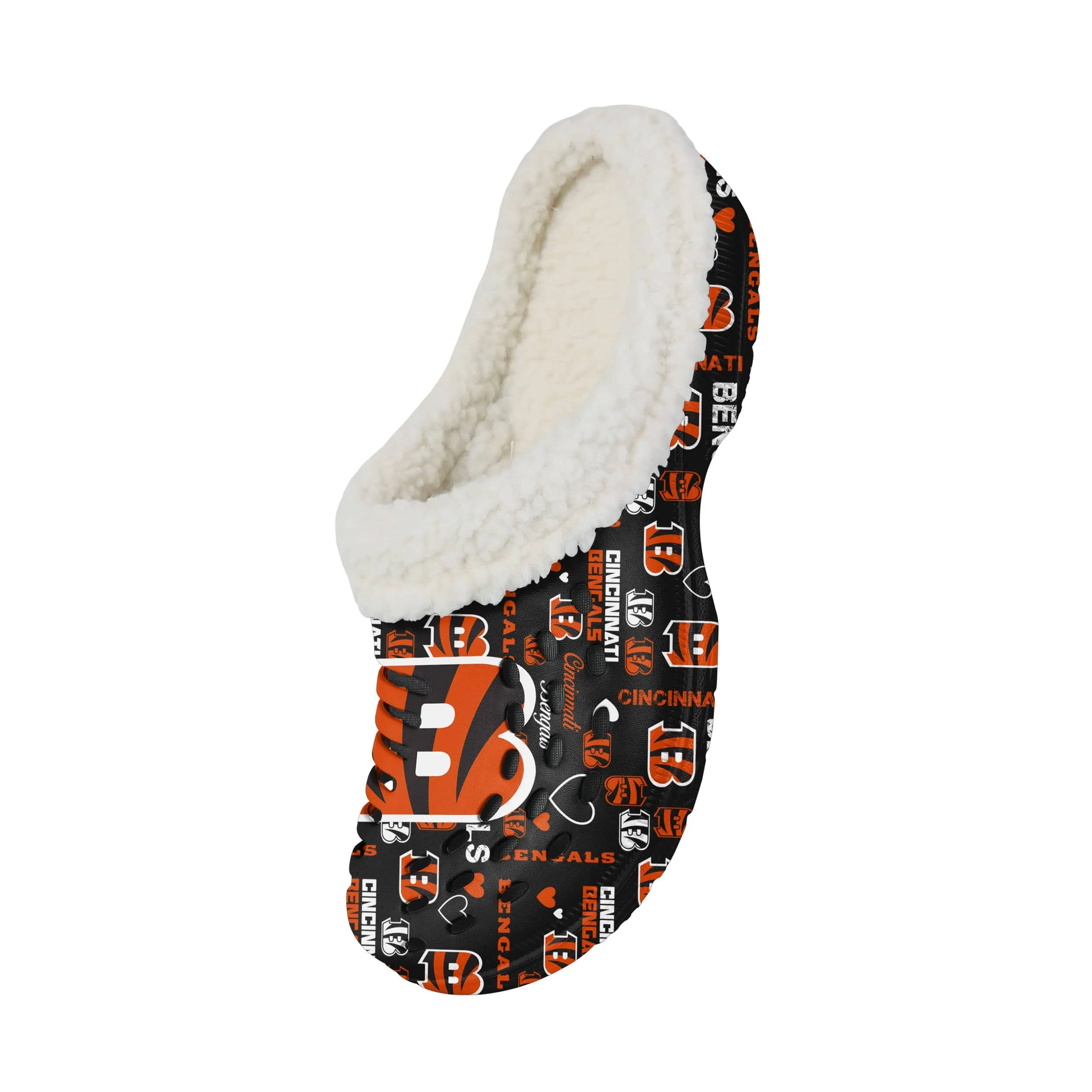 Cincinnati Bengals NFL Womens Sherpa Lined Logo Love Clog