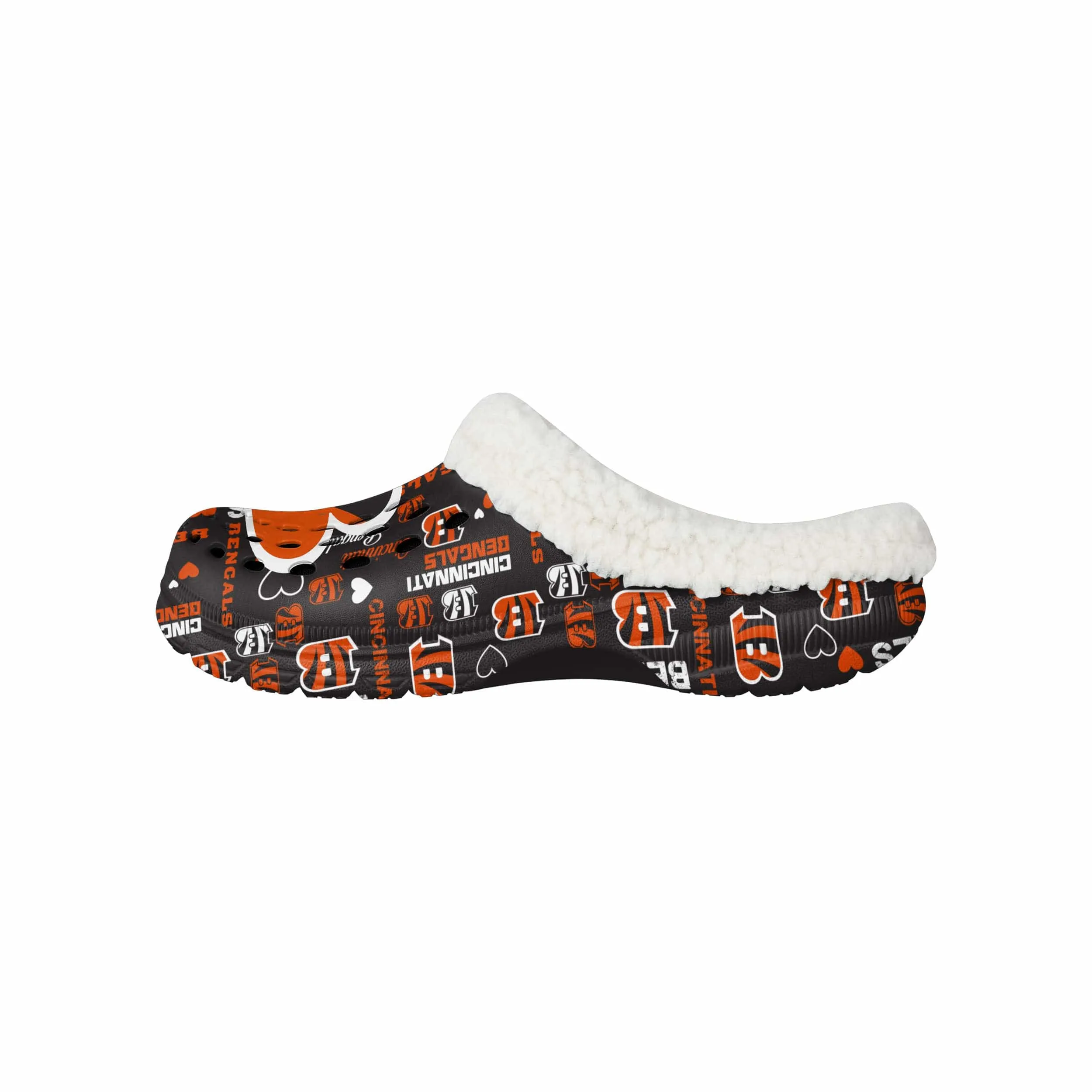 Cincinnati Bengals NFL Womens Sherpa Lined Logo Love Clog