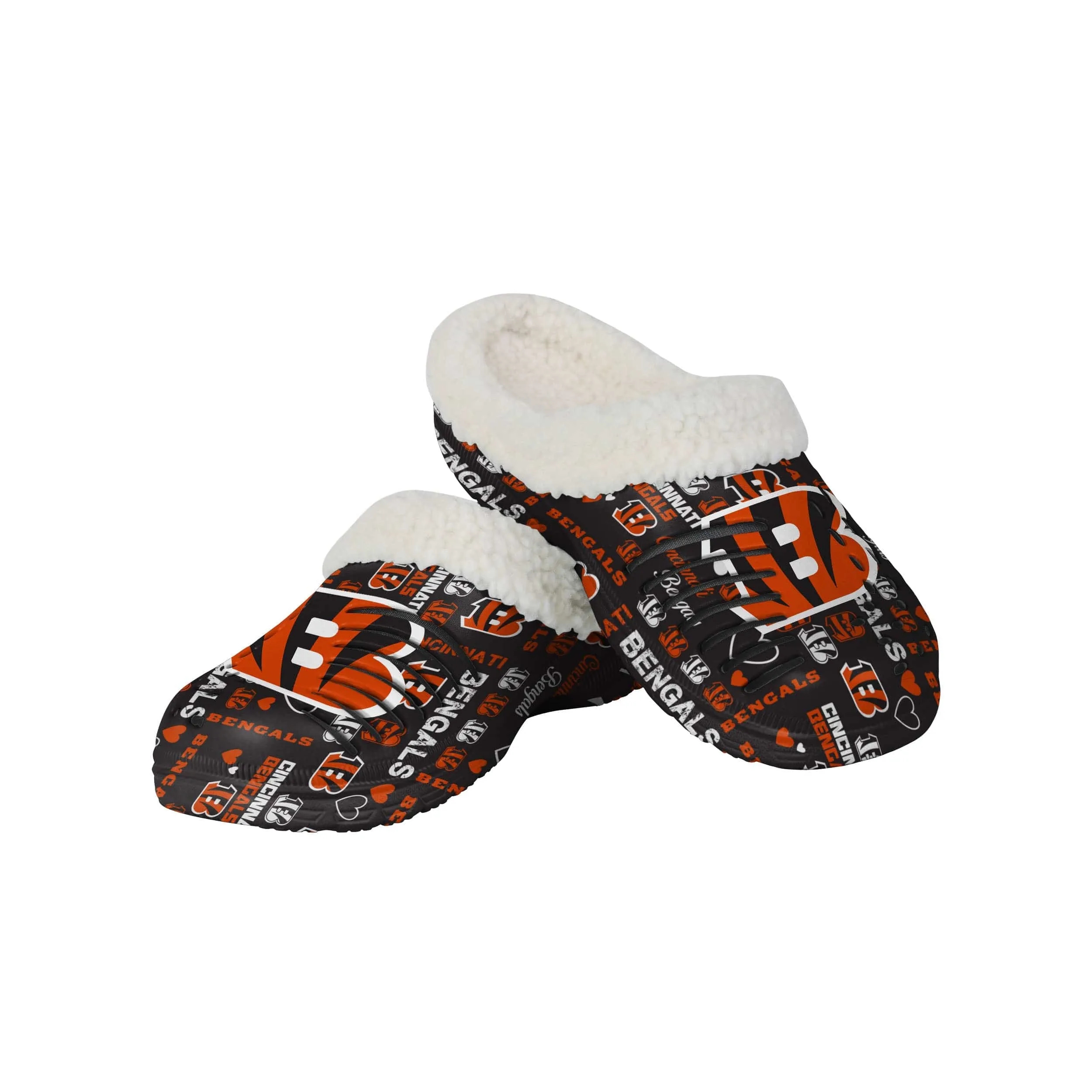 Cincinnati Bengals NFL Womens Sherpa Lined Logo Love Clog