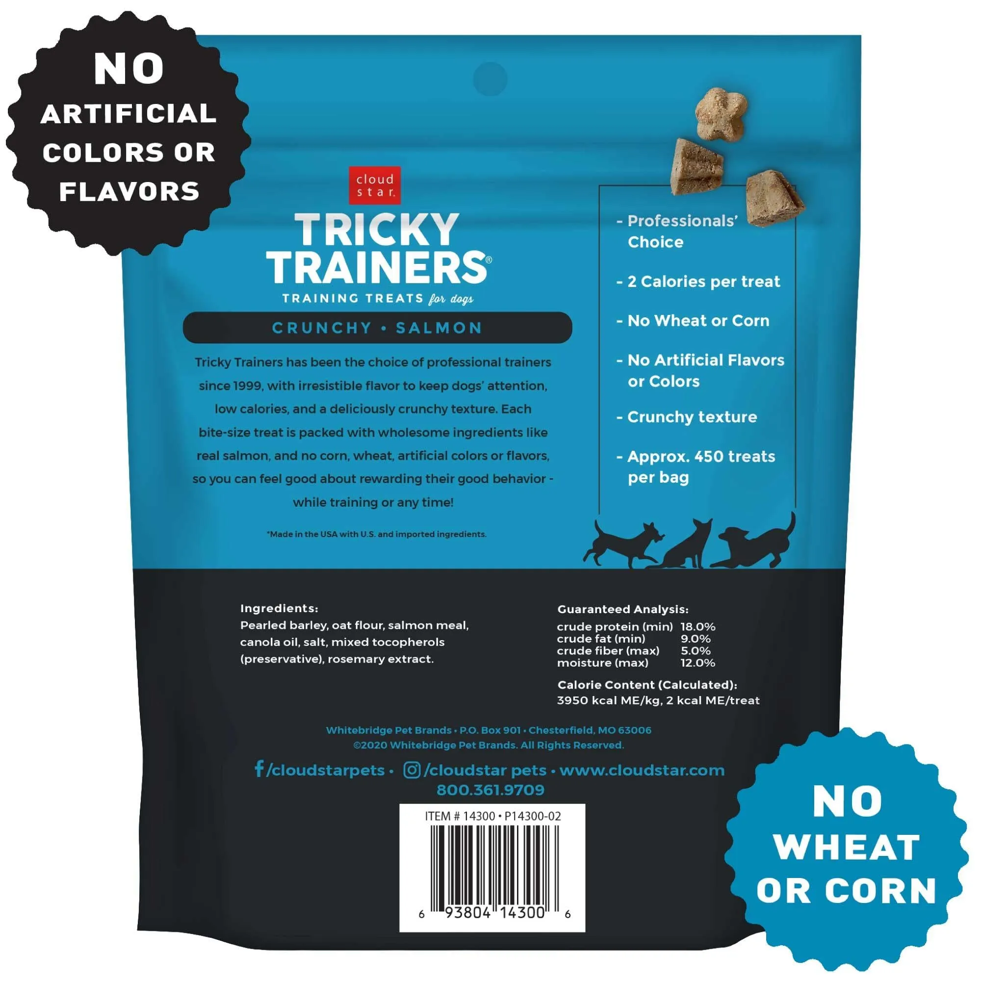 Cloud Star Crunchy Tricky Trainers Salmon Flavor Dog Treats, 8-oz