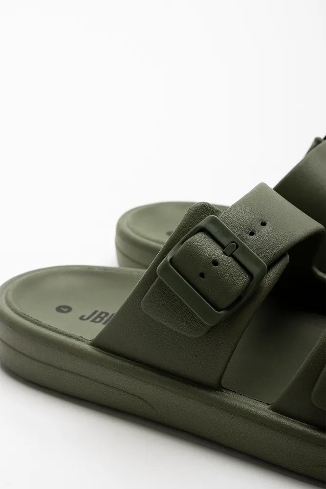 Double Strap Slide Dark Green