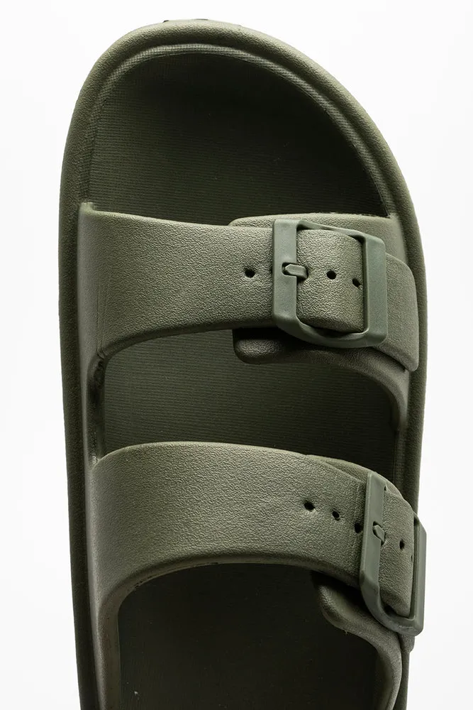 Double Strap Slide Dark Green