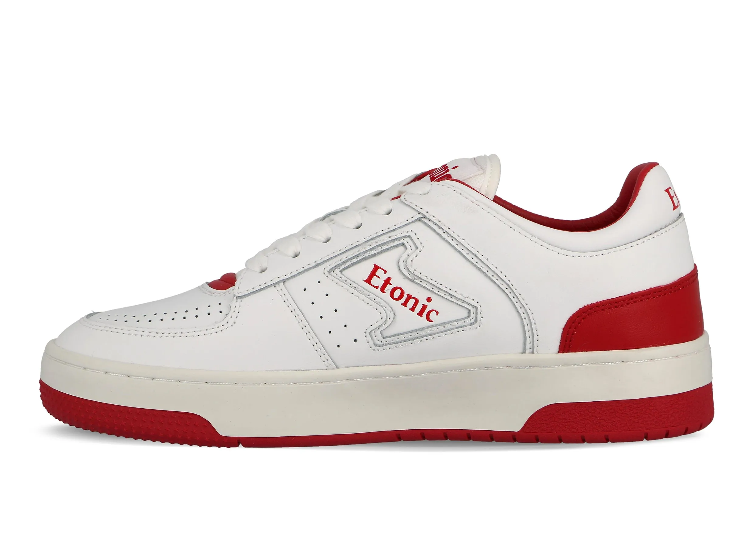 Etonic B509 sneakers in white leather with red inserts and details