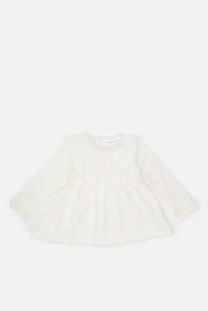 Infant Girls Ivory Long Sleeves Plain Blouse