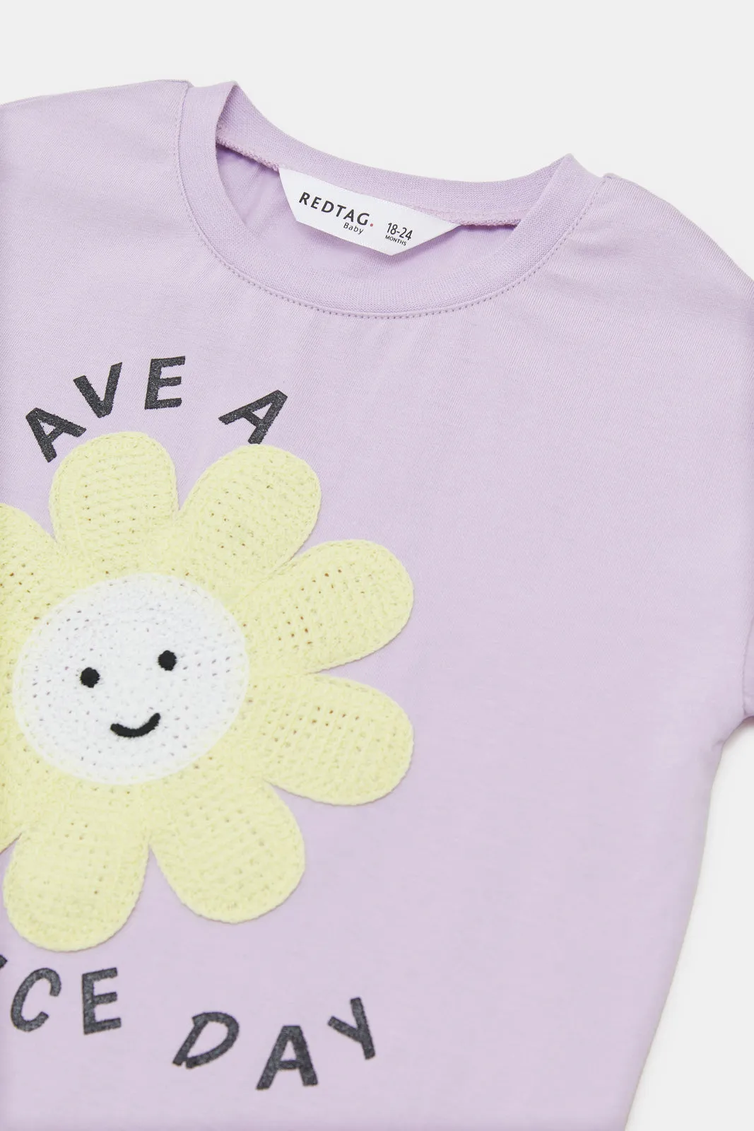 Infant Girls Lilac Flower Applique T-Shirt