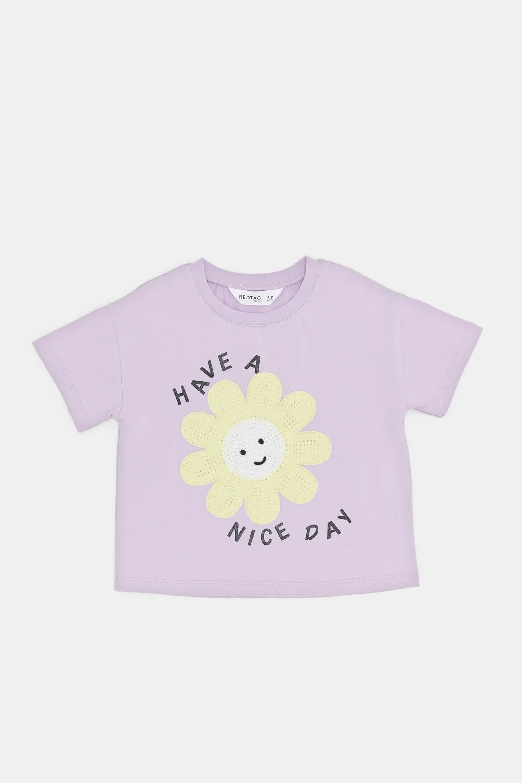 Infant Girls Lilac Flower Applique T-Shirt