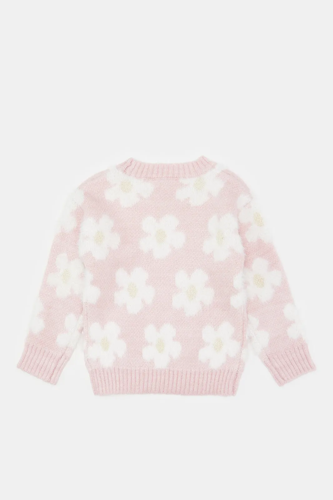 Infant Girls Pink Floral Knitted Pullover