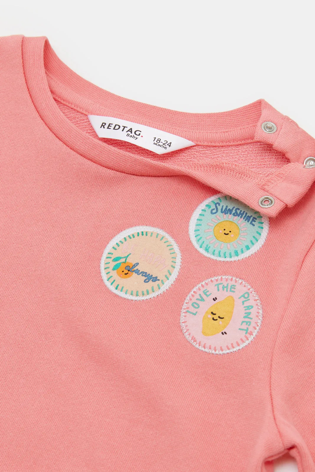 Infant Girls Pink Patch Print Sweatshirt