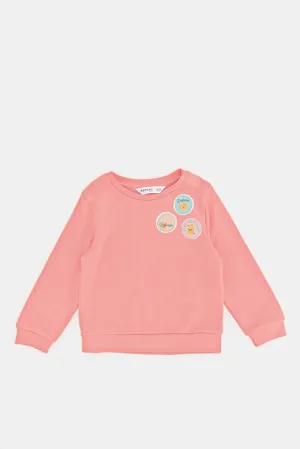 Infant Girls Pink Patch Print Sweatshirt