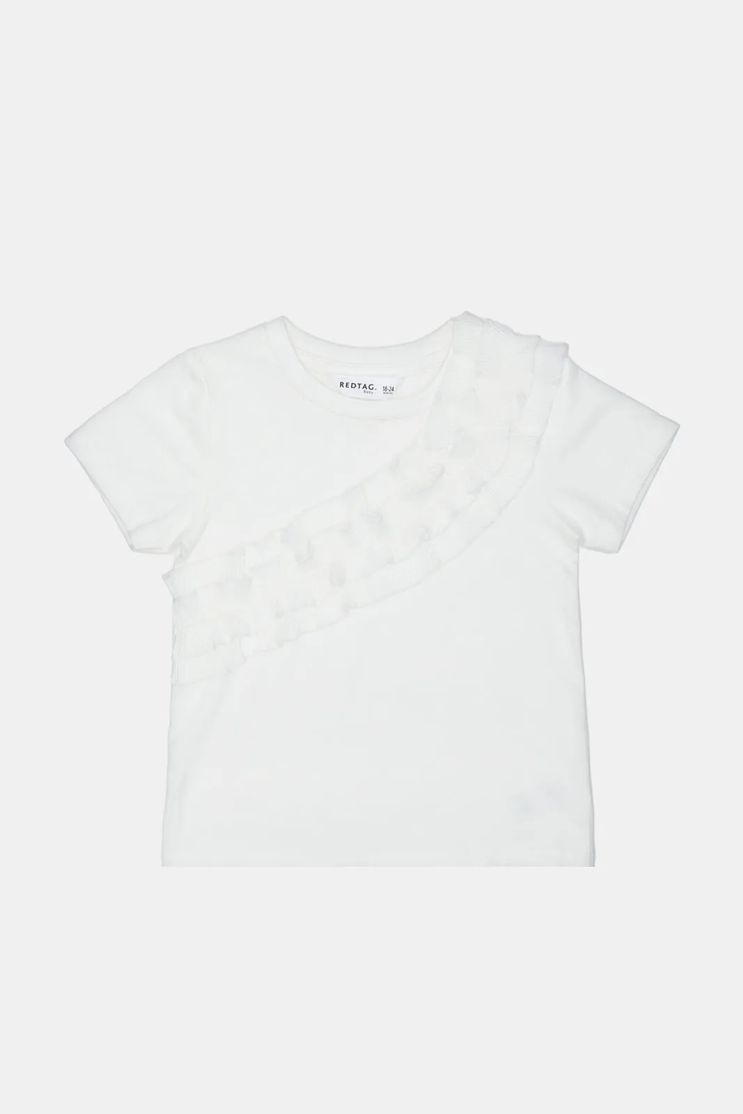 Infant Girls White Front Frill T-Shirt