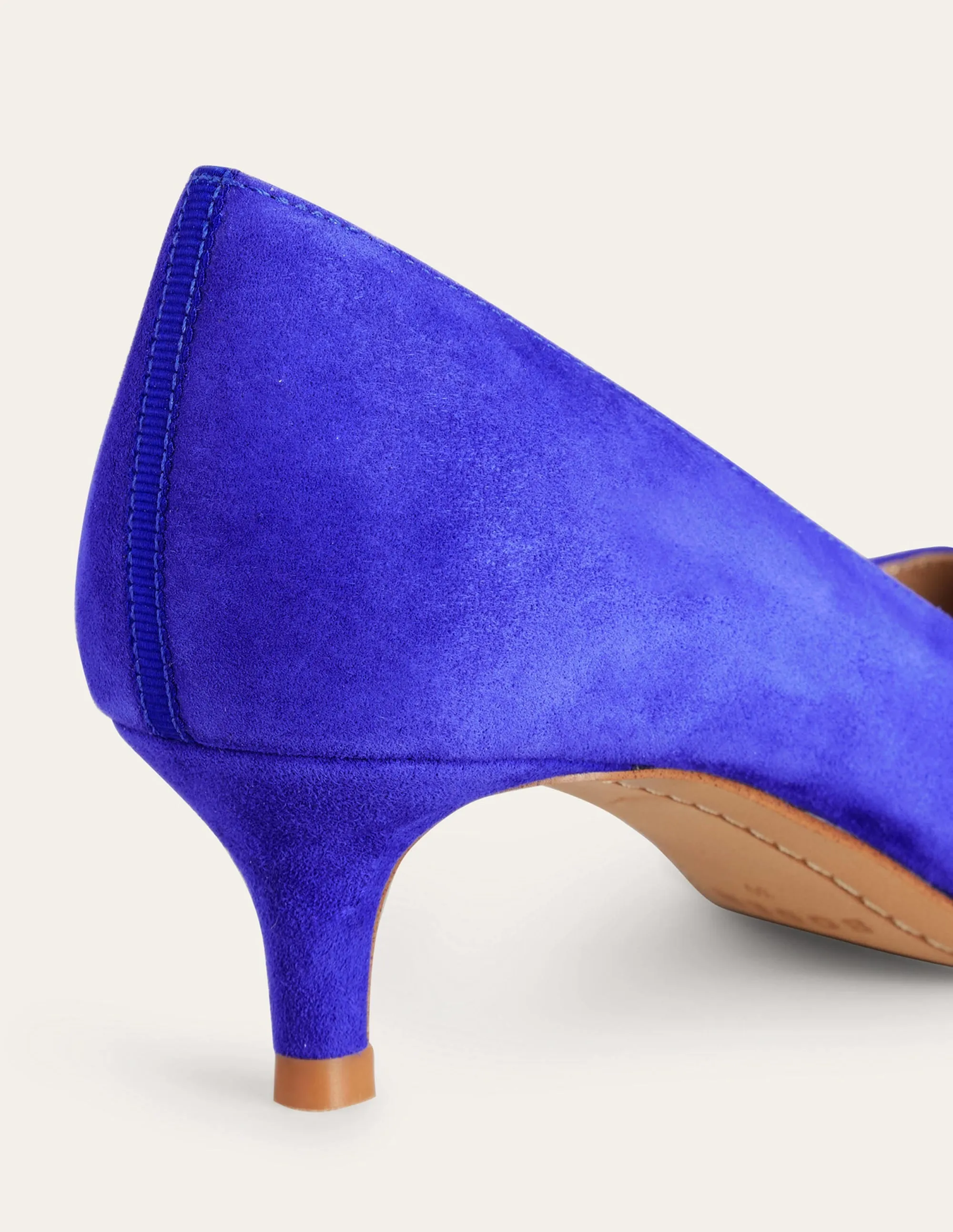 Lara Low-Heeled Court Shoes-Lapis Blue Suede