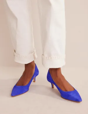 Lara Low-Heeled Court Shoes-Lapis Blue Suede