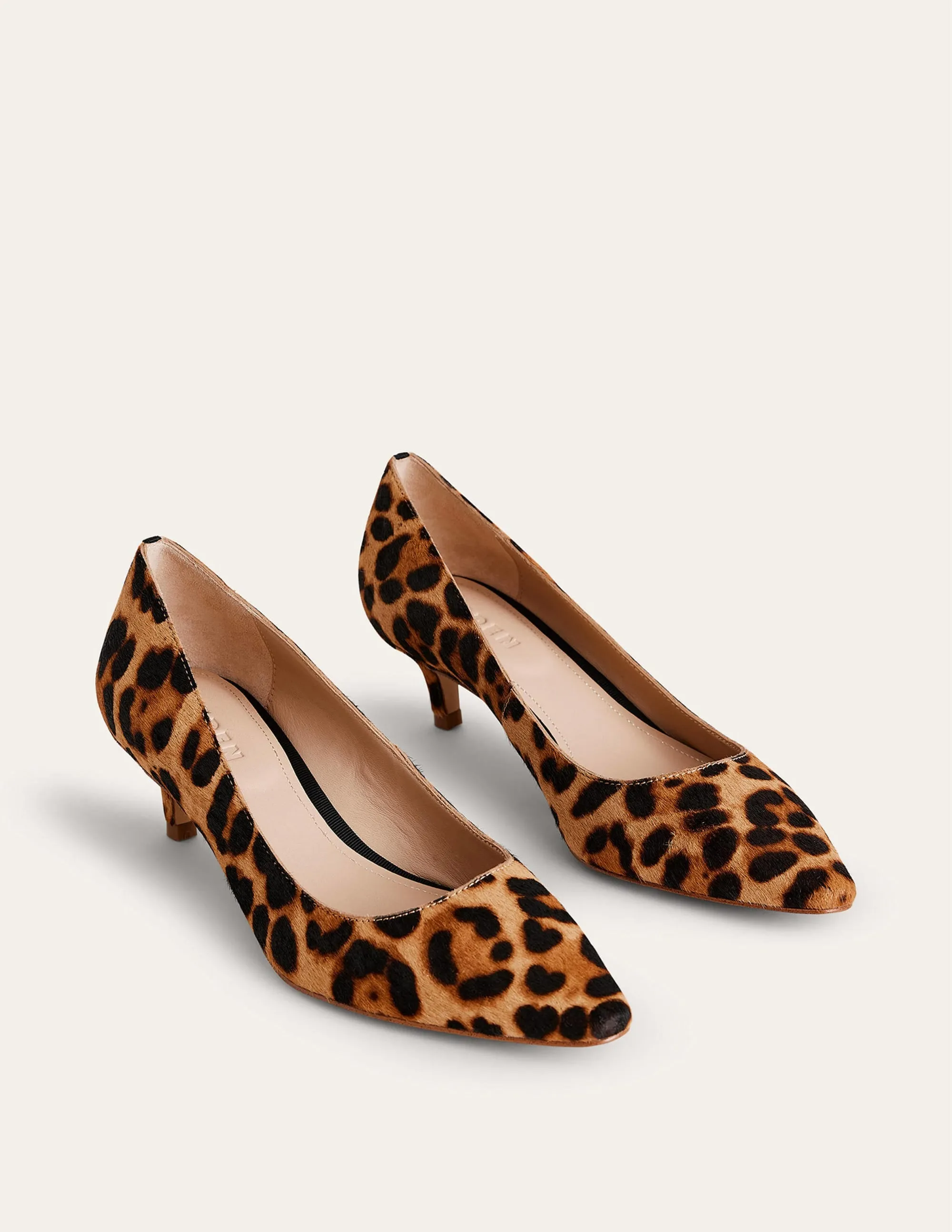 Lara Low-Heeled Court Shoes-Leopard Pony