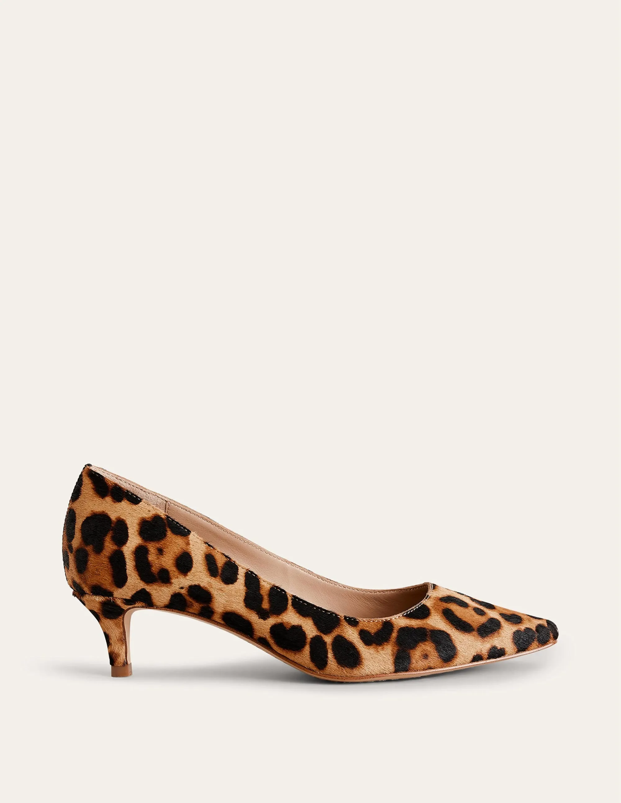 Lara Low-Heeled Court Shoes-Leopard Pony