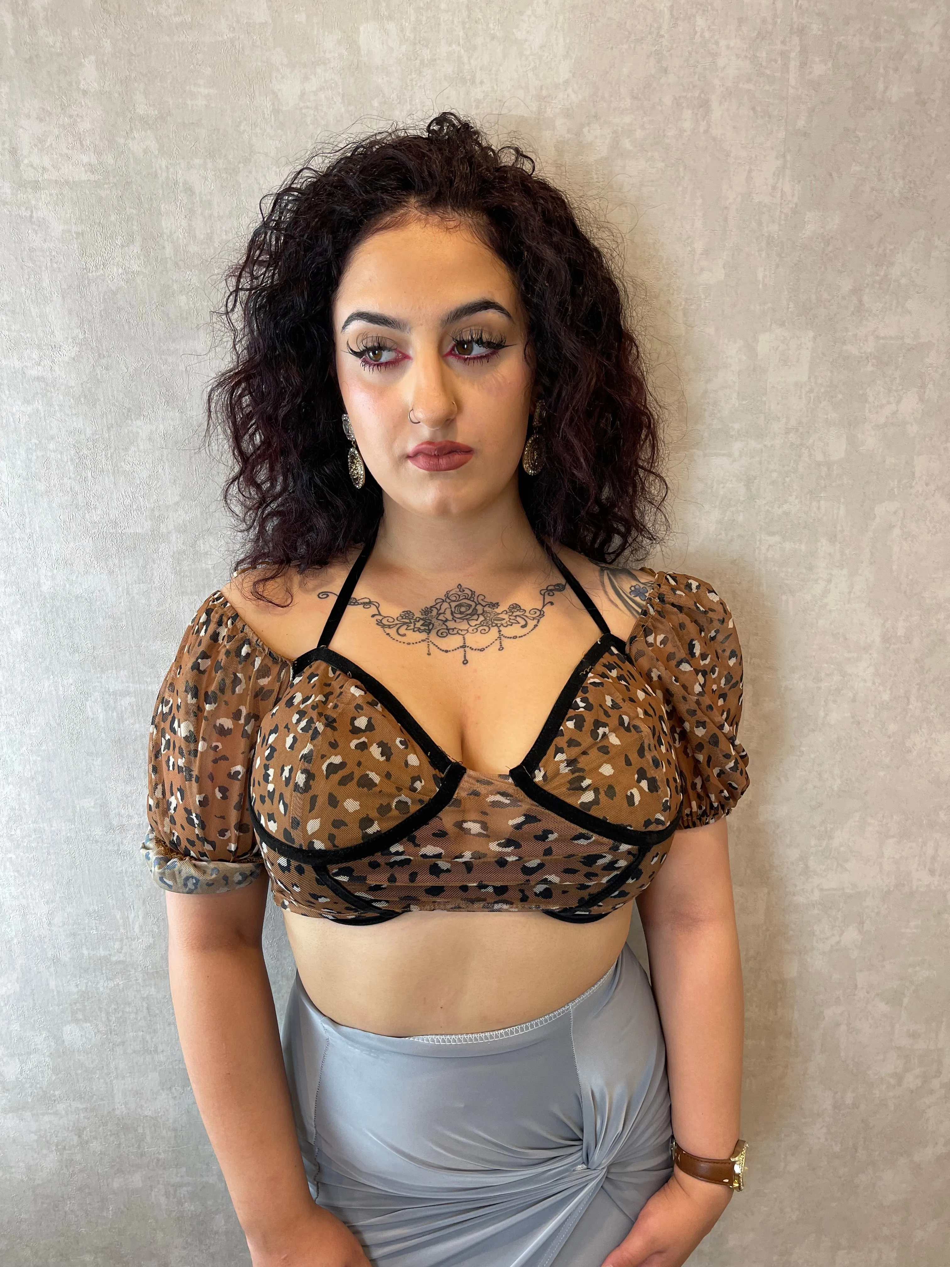 Leopard Print Bardot Crop Top