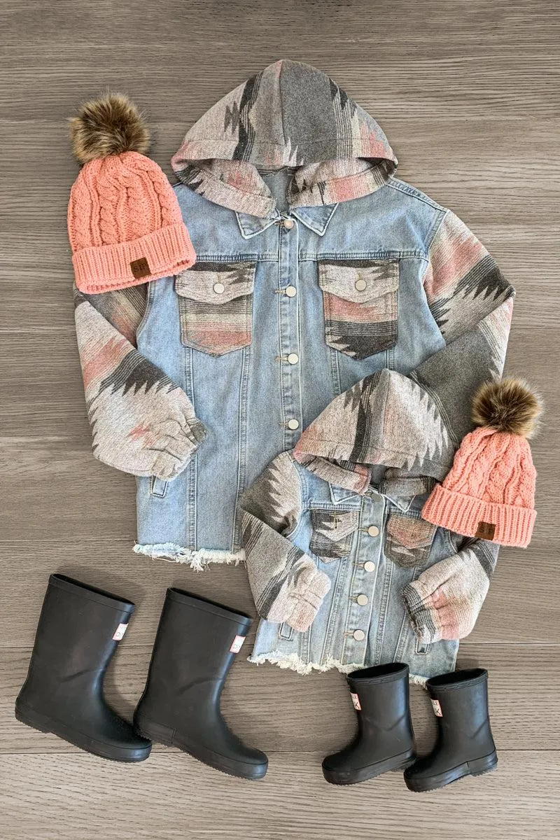 Mom & Me - Southwestern Hooded Denim Jacket