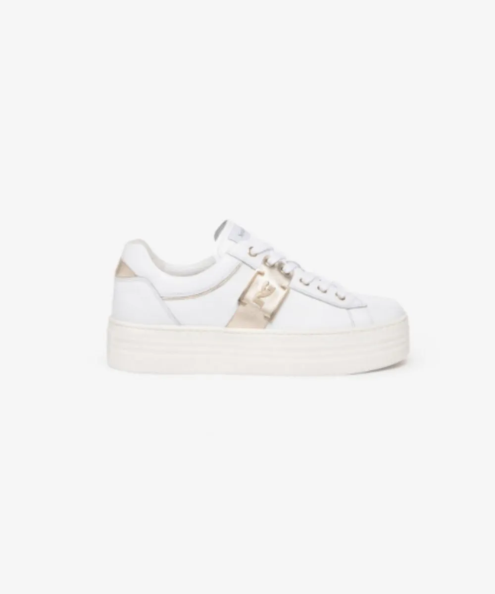 NERO GIARDANI LEATHER GOLD DETAIL TRAINERS