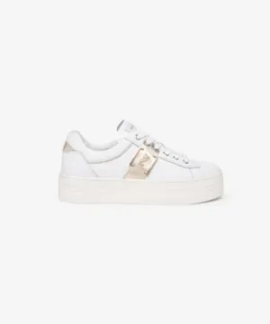 NERO GIARDANI LEATHER GOLD DETAIL TRAINERS