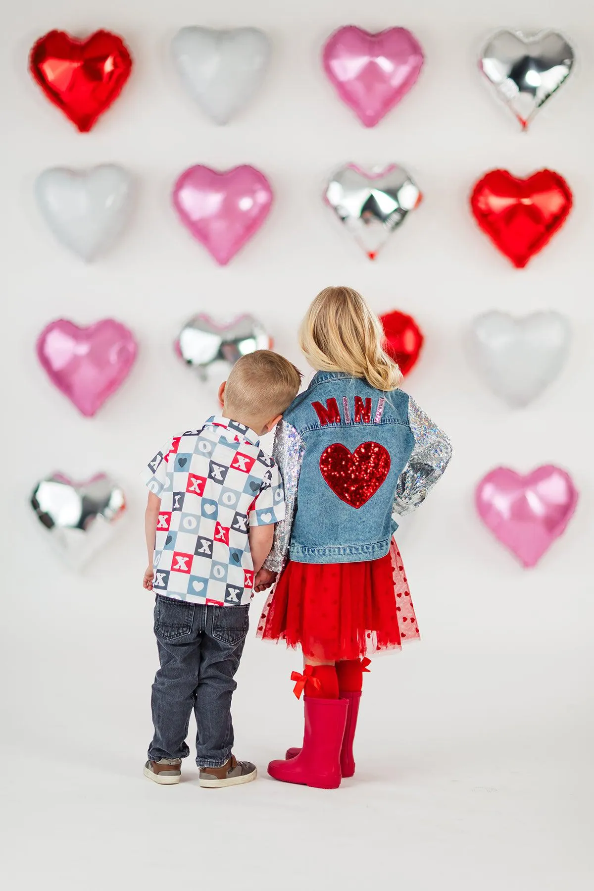 "Mini" Sequin Heart Denim Jacket