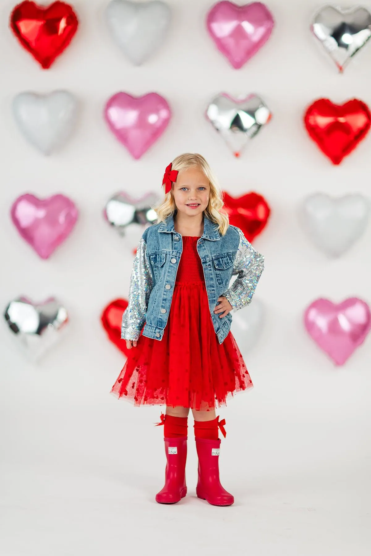 "Mini" Sequin Heart Denim Jacket