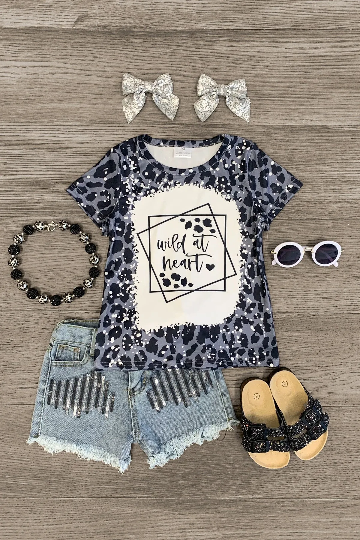 "Wild At Heart" Sequin Denim Short Set