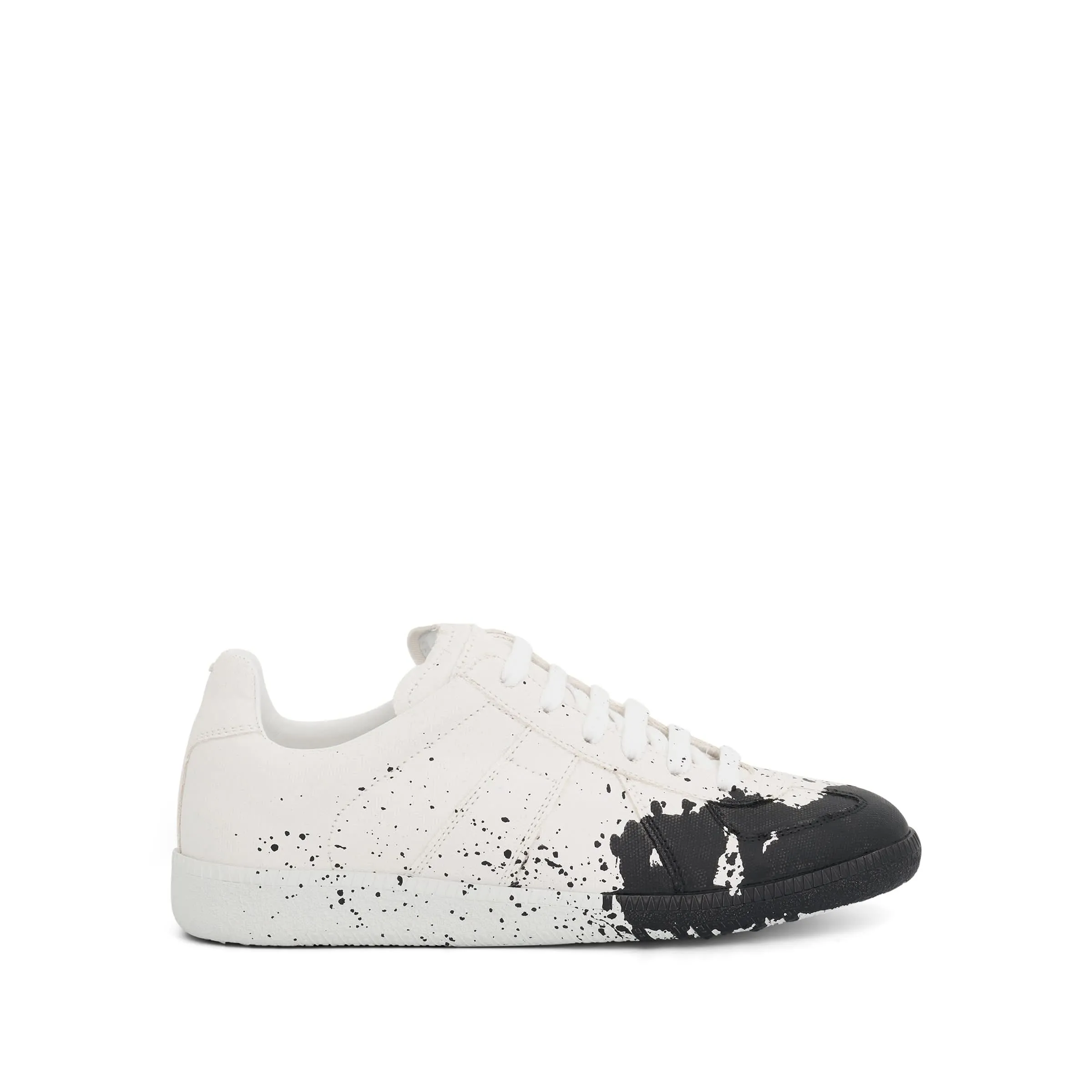 Replica Painted Canvas Sneakers in White/Black