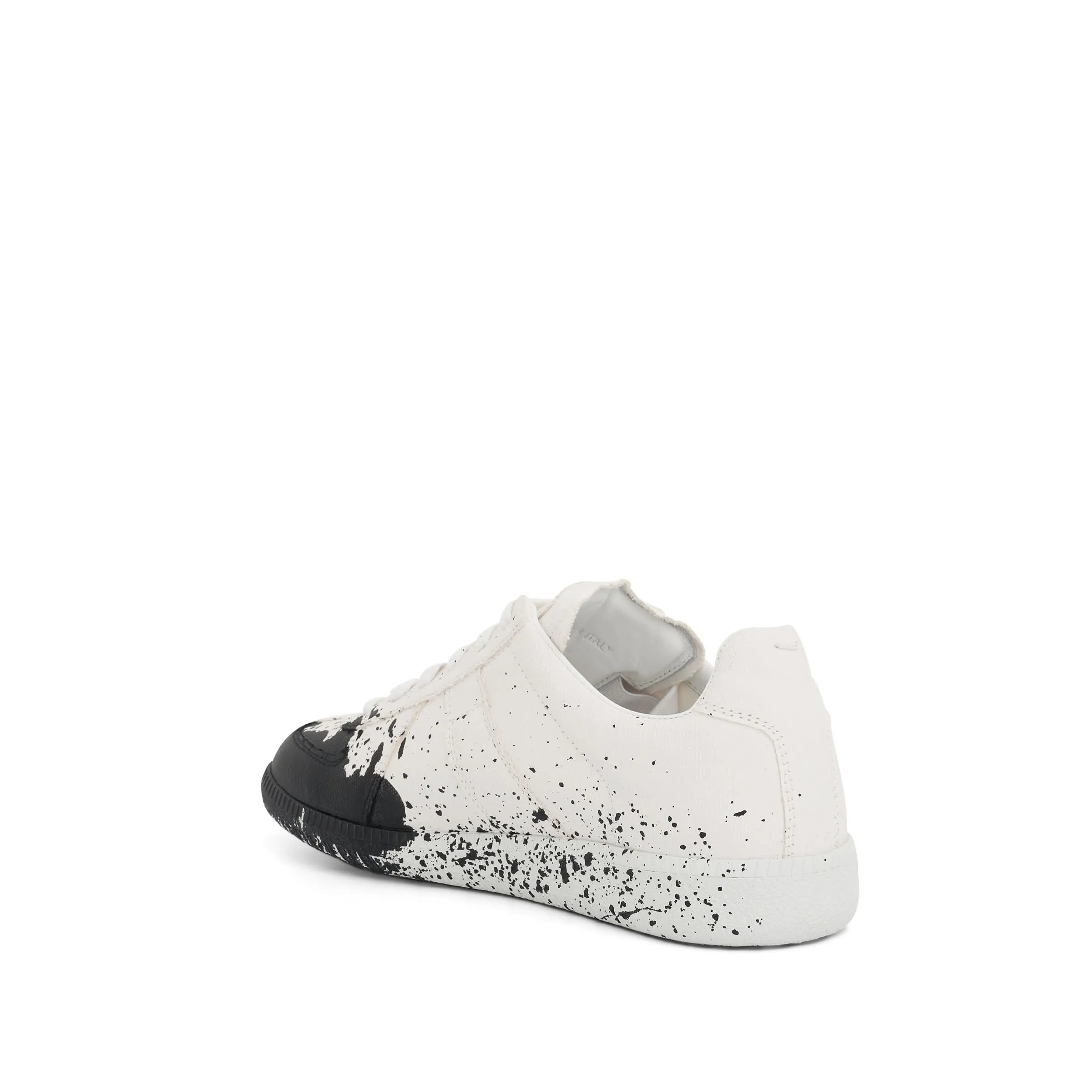 Replica Painted Canvas Sneakers in White/Black