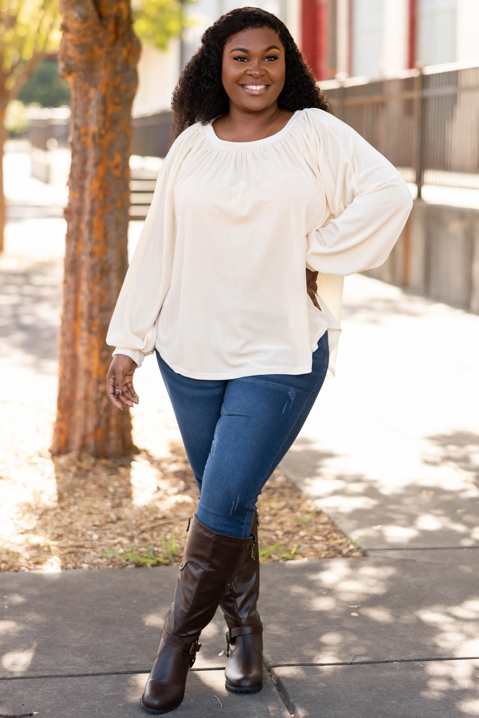 Sweet Velvet Top, Cream