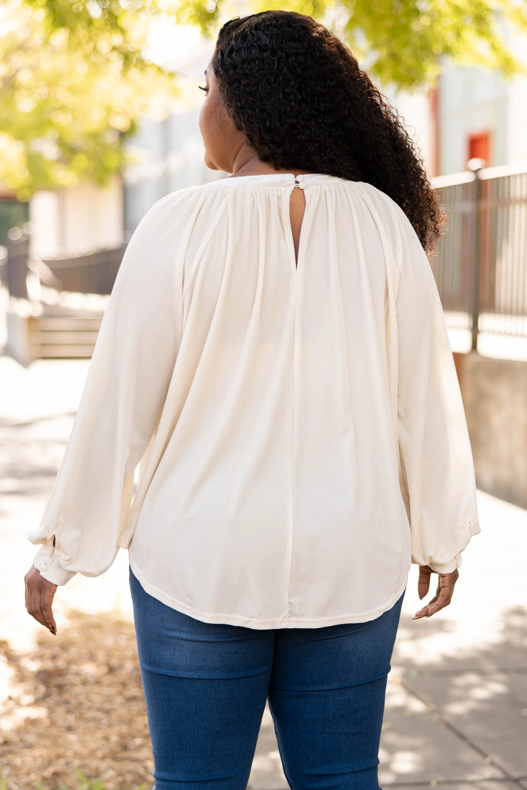 Sweet Velvet Top, Cream