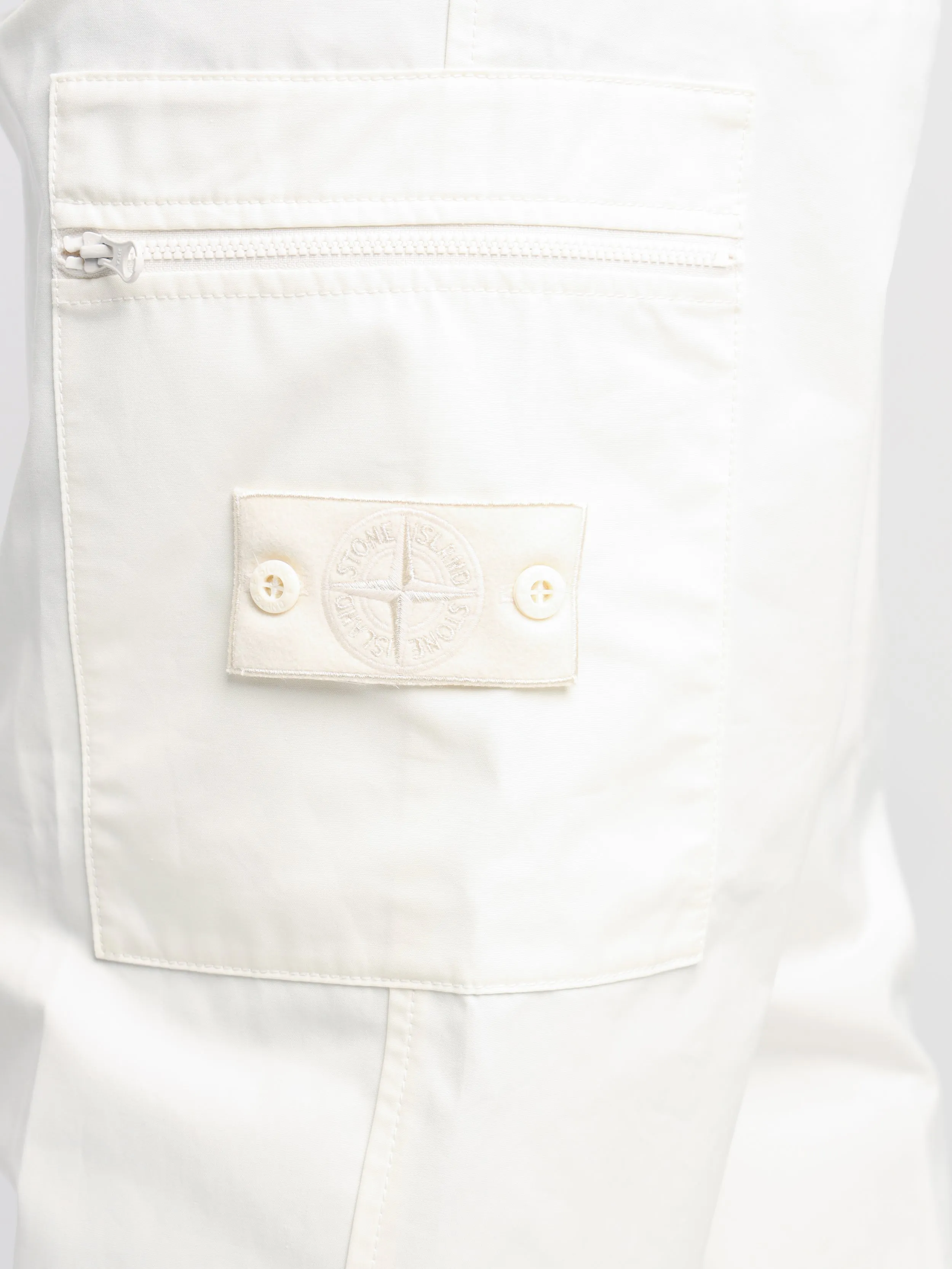 White Weatherproof Cotton Canvas Cargo Pants